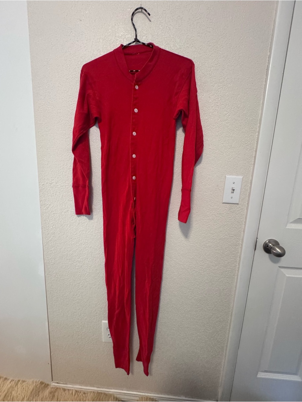 Vintage Men’s Red Button-Front Pajama Longjohns